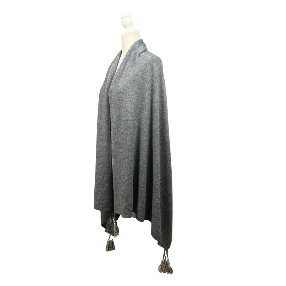 Johnny Was Cashmere Wrap Womens Gray Scarf Tassel Boho Shawl Oversized Cozy
